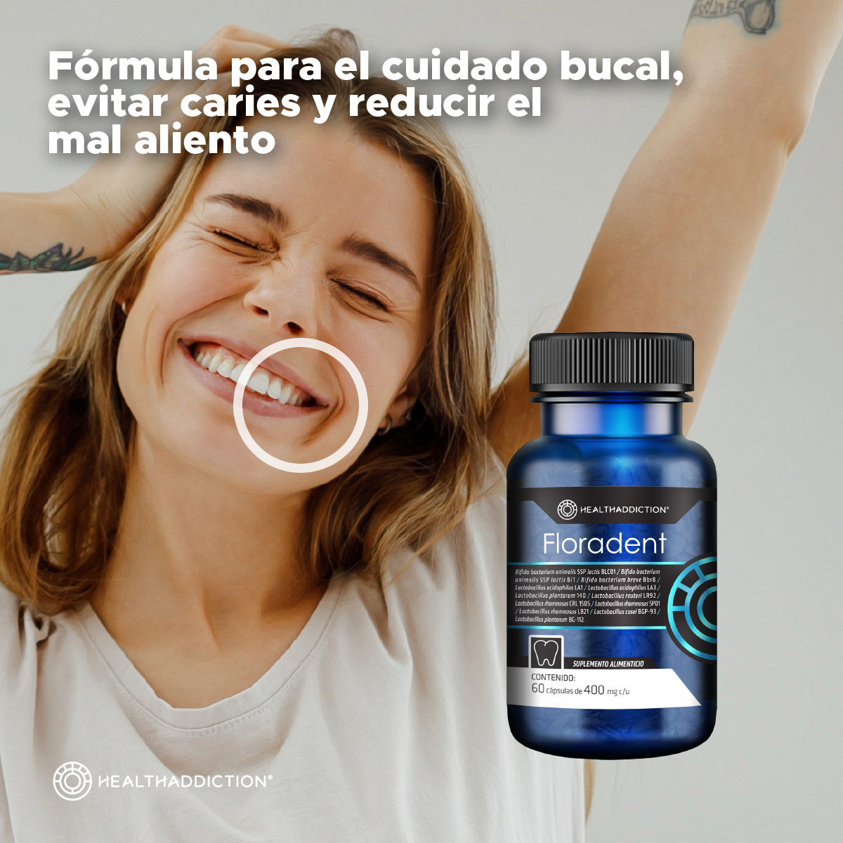 Foto 5 pulgar | Probióticos Healthaddiction Floradent para Salud Bucal y Digestiva 60 Cápsulas