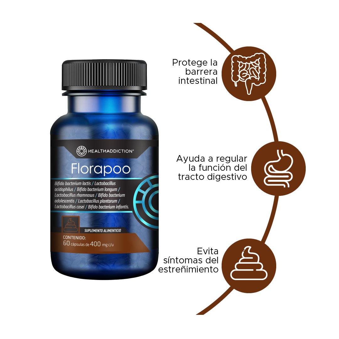 Foto 4 pulgar | Probióticos Healthaddiction Florapoo Alivia Estreñimiento Y Mejora Digestión Fortalece Flora Intestinal 60 Cápsulas