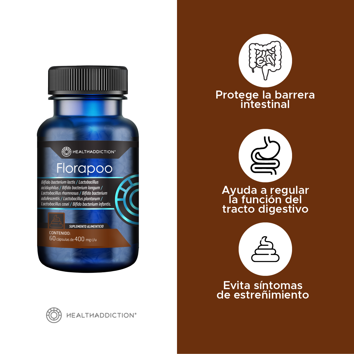 Foto 4 | Probióticos Healthaddiction Florapoo Alivia Estreñimiento Y Mejora Digestión Fortalece Flora Intestinal 60 Cápsulas