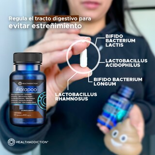 Foto 5 | Probióticos Healthaddiction Florapoo Alivia Estreñimiento Y Mejora Digestión Fortalece Flora Intestinal 60 Cápsulas