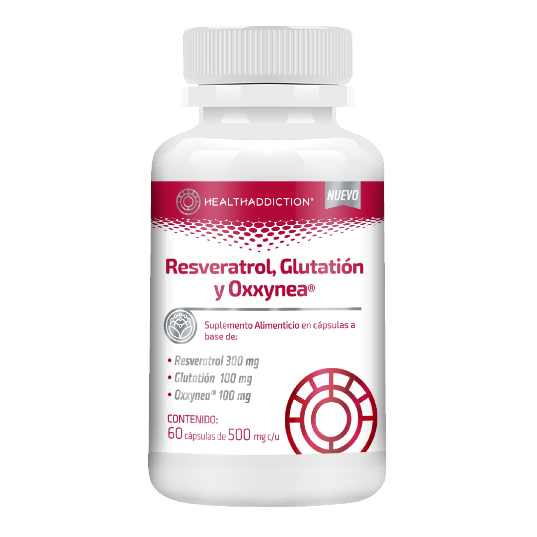 Foto 2 pulgar | Suplemento Resveratrol Glutatión y Oxxynea Healthaddiction 60 Cápsulas