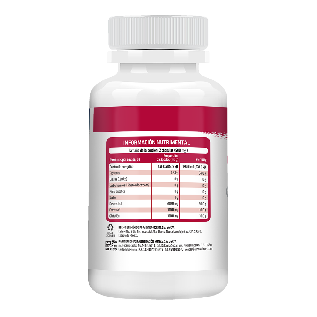 Foto 3 pulgar | Suplemento Resveratrol Glutatión y Oxxynea Healthaddiction 60 Cápsulas