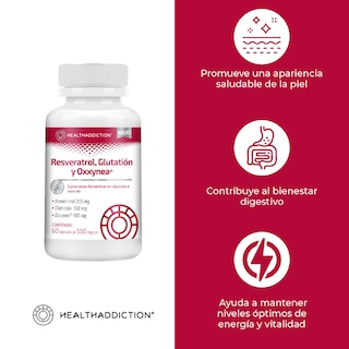 Foto 5 | Suplemento Resveratrol Glutatión y Oxxynea Healthaddiction 60 Cápsulas