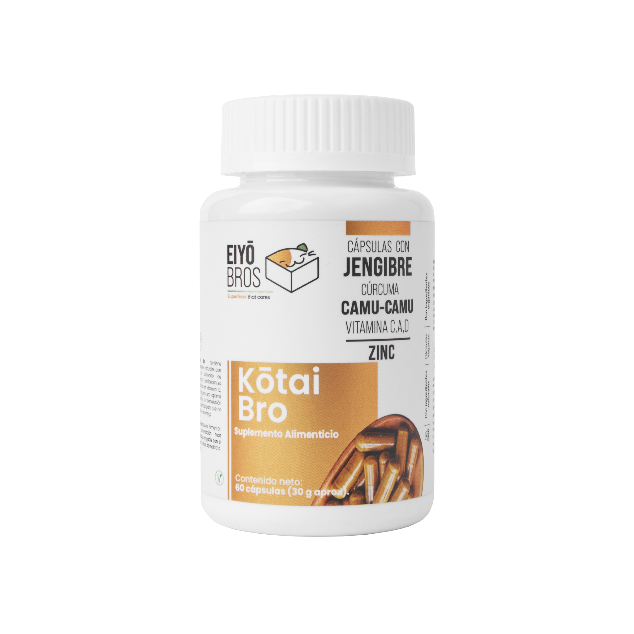 Foto 2 pulgar | Kotai Bro Eiyo Bros Cápsulas Con Cúrcuma+Jengibre+Camu-camu+Vitaminas (c,d,a) (sistema Inmune Y Antioxidante)