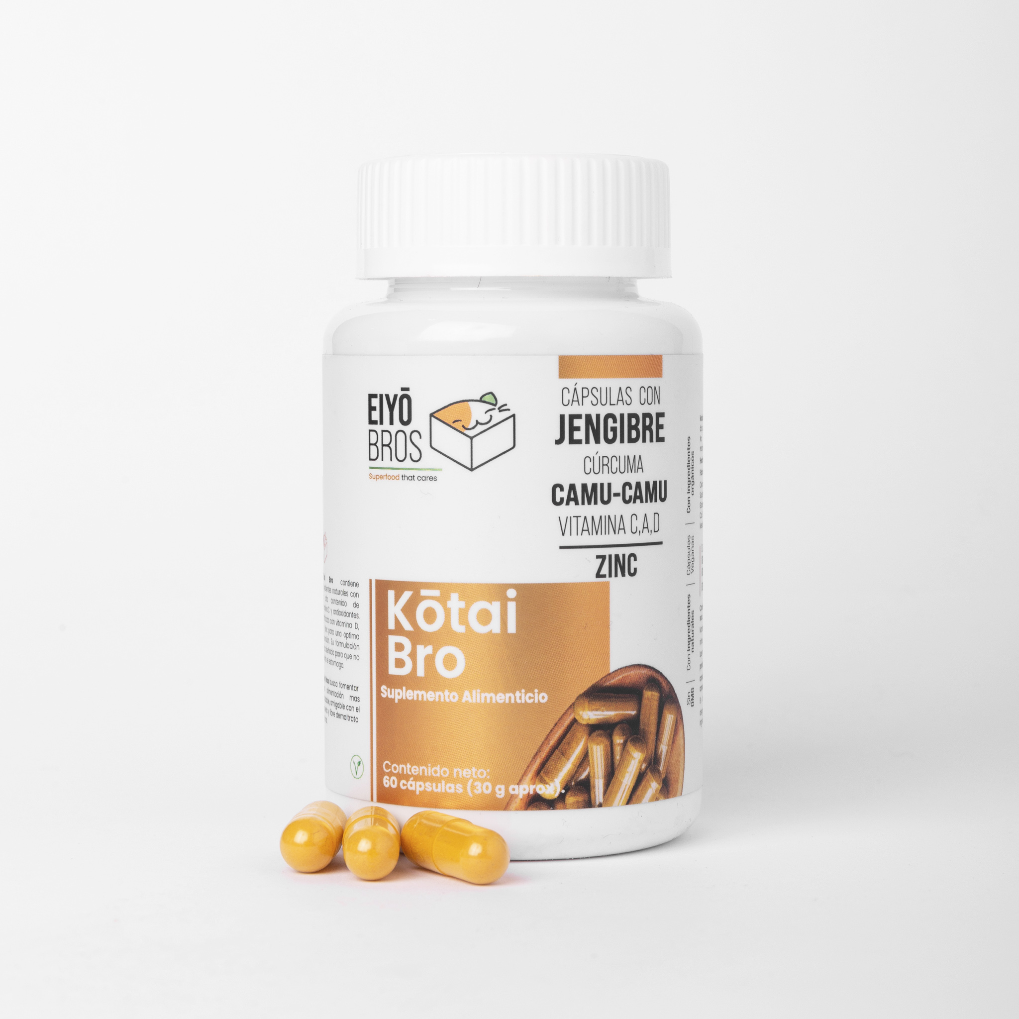 Foto 3 pulgar | Kotai Bro Eiyo Bros Cápsulas Con Cúrcuma+Jengibre+Camu-camu+Vitaminas (c,d,a) (sistema Inmune Y Antioxidante)