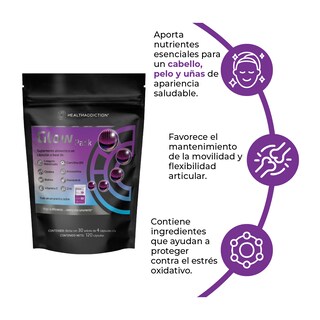 Foto 4 | Colágeno Antioxidantes Vitaminas y Zinc Healthaddiction Glow Pack 30 Caja Colágeno Hidrolizado 300 mg