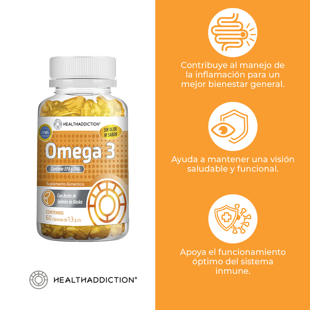 Foto 4 pulgar | Omega 3 Healthaddiction con Aceite de Salmón EPA DHA Plus 60 Cápsulas