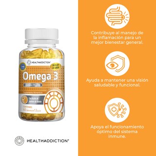 Foto 3 | Omega 3 Healthaddiction con Aceite de Salmón EPA DHA Plus 60 Cápsulas