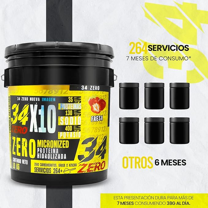 Foto 3 pulgar | 34 Zero Proteina 10 Kg Sabor Fresa