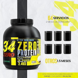 Foto 2 | 34 Zero Proteina 2.4 Kg Varios Sabores (vainilla)