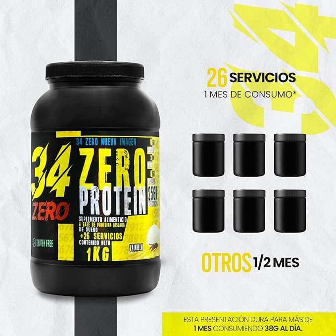 Foto 3 pulgar | 34 Zero Proteina 1 Kg Sabor Vainilla