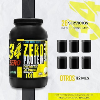 Foto 2 | 34 Zero Proteina 1 Kg Sabor Vainilla