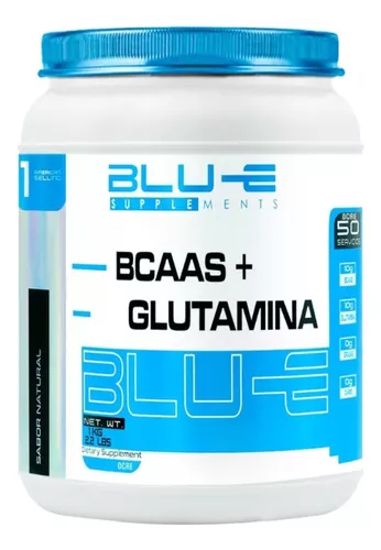 Foto 2 pulgar | Aminoácidos Bcaas + Glutamina Blu-e De 1kg Para 50 Servicios Sabor Natural