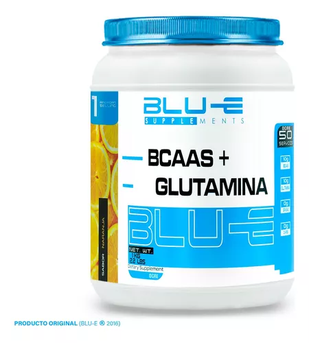 Foto 2 pulgar | Aminoácidos Bcaas + Glutamina Blu-e De 1kg Para 50 Servicios Sabor Naranja