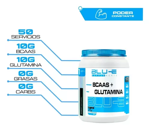 Foto 3 pulgar | Aminoácidos Bcaas + Glutamina Blu-e De 1kg Para 50 Servicios Sabor Naranja