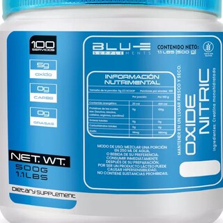 Foto 3 | Oxido Nitrico Blue Supplement De 500 Gr Para 500 Servicios Sabor Naranja