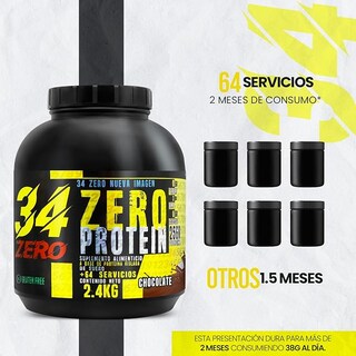 Foto 2 | 34 Zero Proteina 2.4 Kg Varios Sabores (chocolate)
