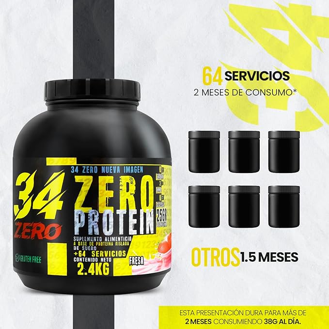 Foto 3 pulgar | 34 Zero Proteina 2.4 Kg Varios Sabores (fresa)