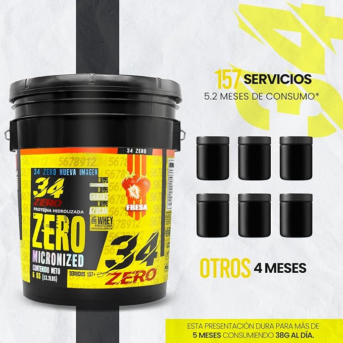 Foto 3 pulgar | 34 Zero Proteina 6 Kg Sabor Fresa