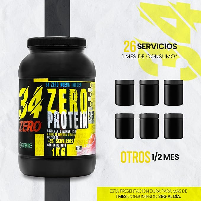 Foto 3 pulgar | 34 Zero Proteina 1 Kg Sabor Fresa