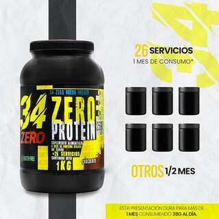 Foto 2 | 34 Zero Proteina 1 Kg Sabor Chocolate