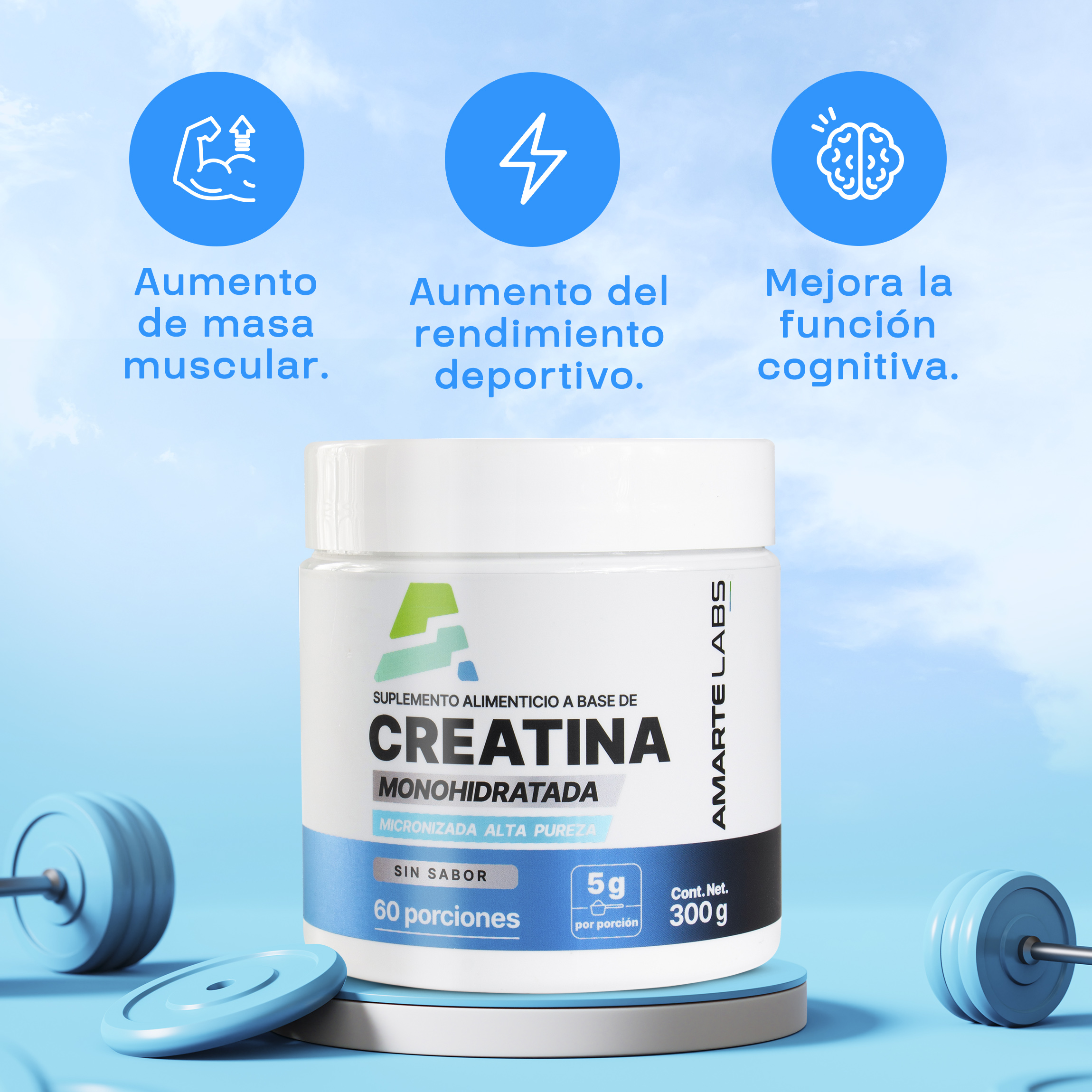 Foto 4 pulgar | Suplemento Amarte Labs Creatina Monohidratada Alta Pureza 300 gr