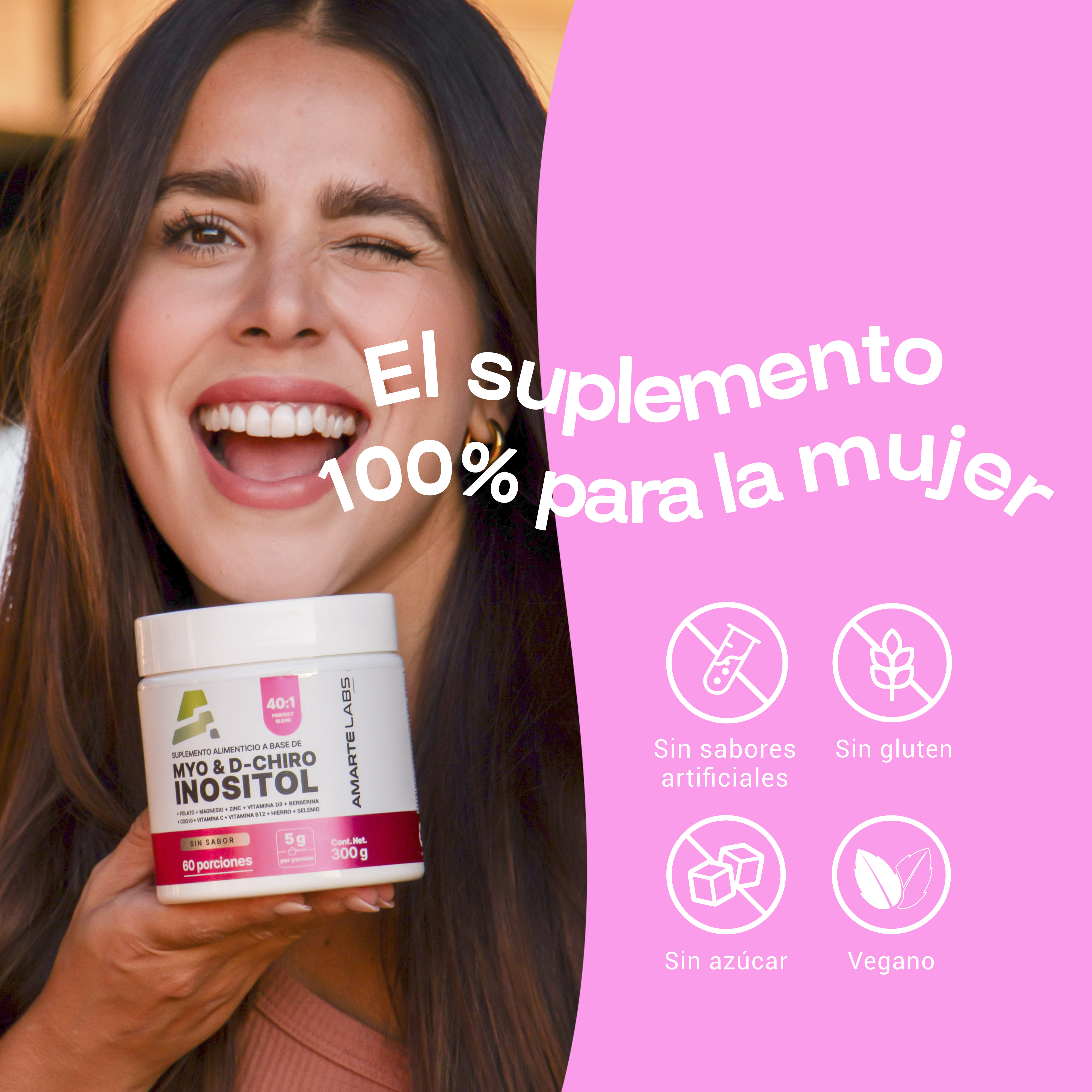 Foto 3 pulgar | Suplemento Alimenticio Amarte Labs Myo & D-Chiro Inositol sin Sabor 300 gr
