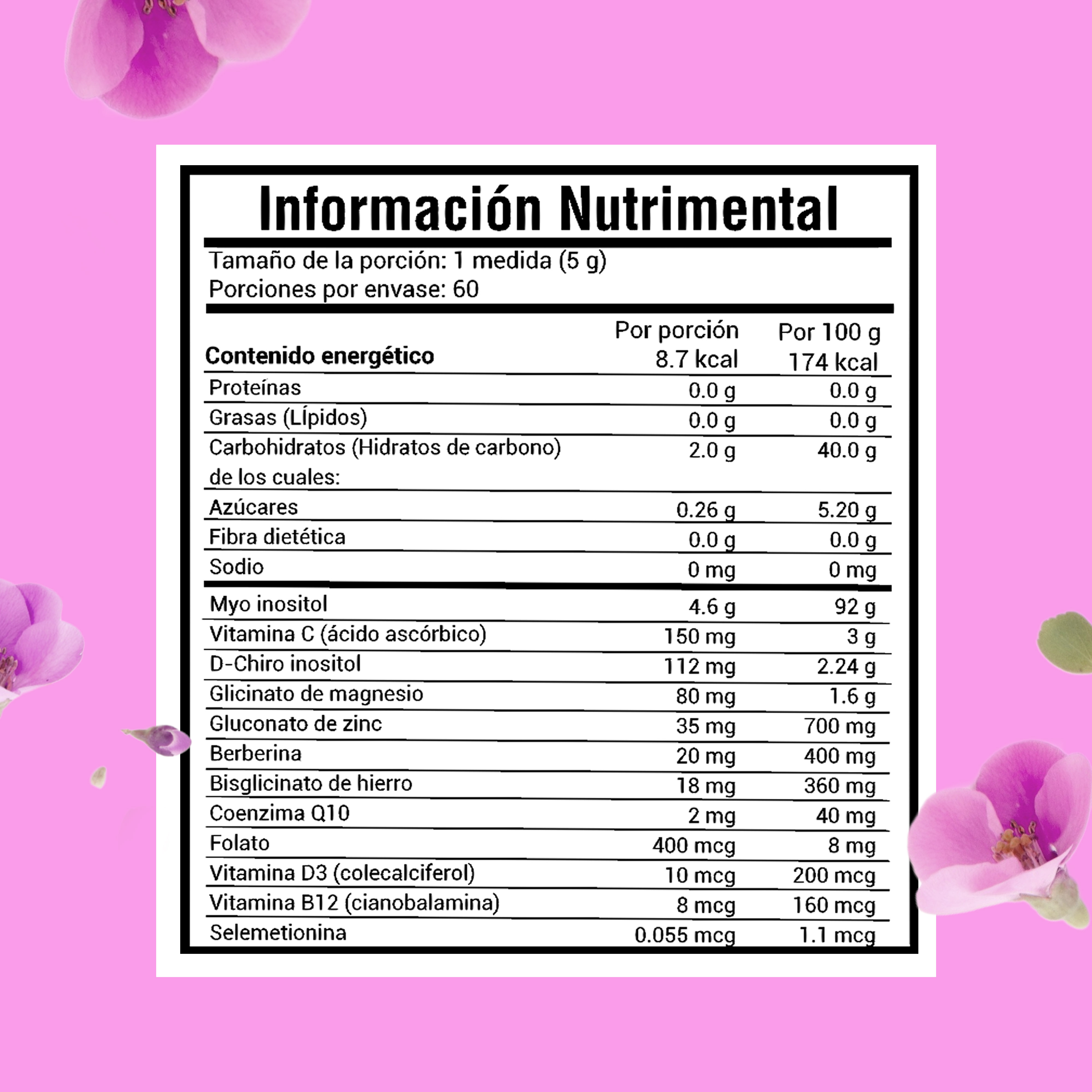 Foto 6 pulgar | Suplemento Alimenticio Amarte Labs Myo & D-Chiro Inositol sin Sabor 300 gr