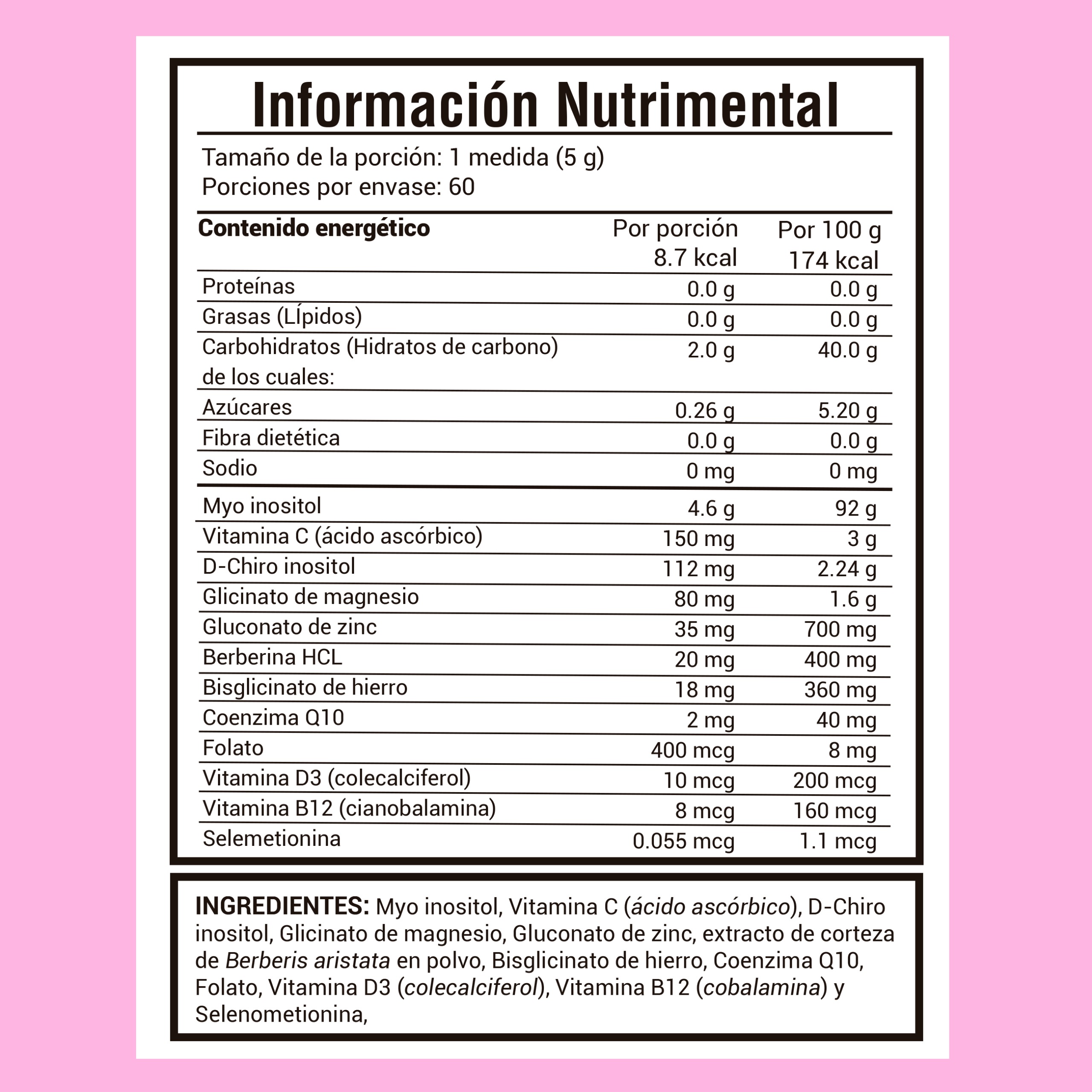 Foto 9 pulgar | Suplemento  Myo & D-Chiro Inositol Amarte Labs Sin Sabor 300 gr