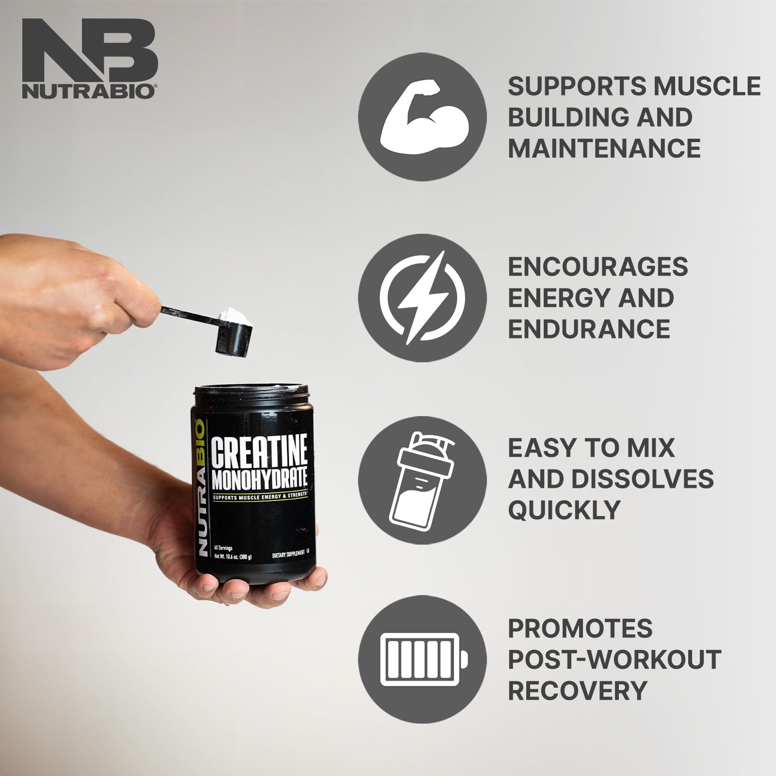Foto 5 | Suplemento Nutrabio De Monohidrato De Creatina 500 G Sin Sabor - Venta Internacional.