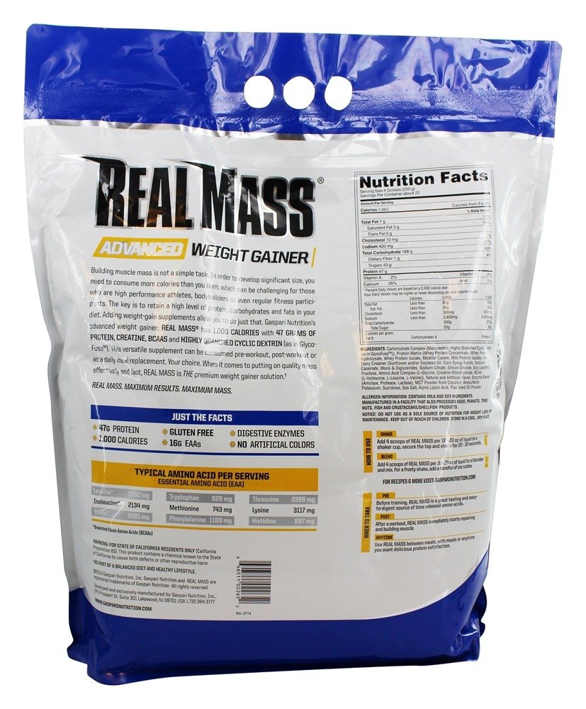 Foto 5 pulgar | Ganador De Peso Gaspari Nutrition Real Mass, 5 Kg, Vainilla - Venta Internacional.