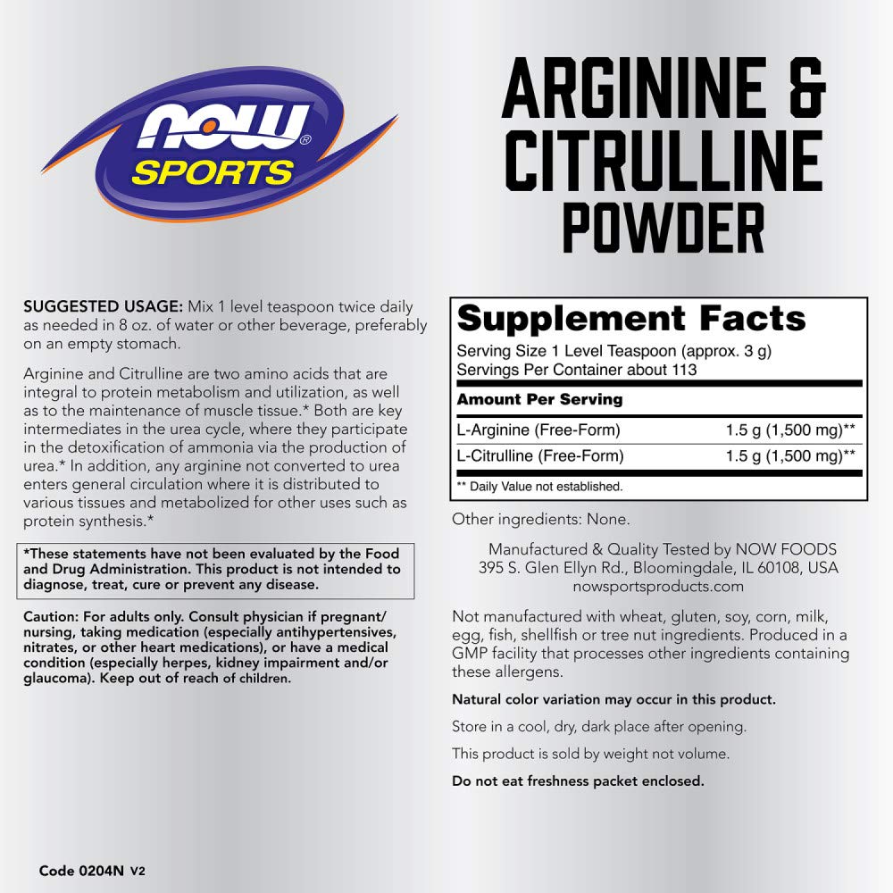 Foto 3 pulgar | Suplemento Now Sports Nutrition Arginina Y Citrulina 360 Ml - Venta Internacional.