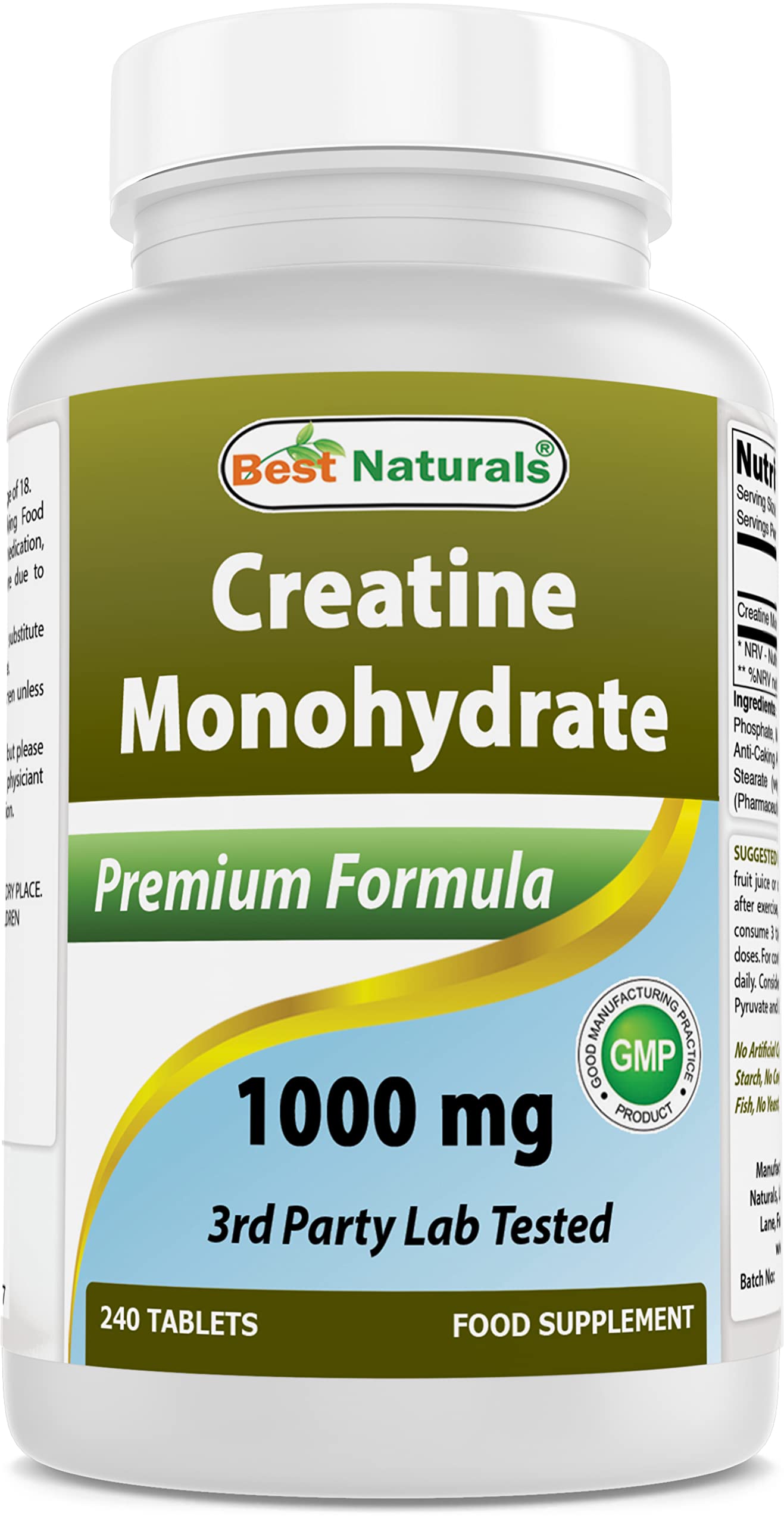Foto 2 pulgar | Suplemento Best Naturals de Monohidrato de Creatina 1000 mg 240 Comprimidos - Venta Internacional