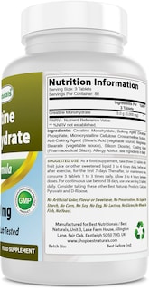 Foto 2 | Suplemento Best Naturals de Monohidrato de Creatina 1000 mg 240 Comprimidos - Venta Internacional