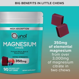 Foto 7 | Suplemento Qunol Para Masticar Con Citrato De Magnesio, 350 Mg, 90 Unidades - Venta Internacional.