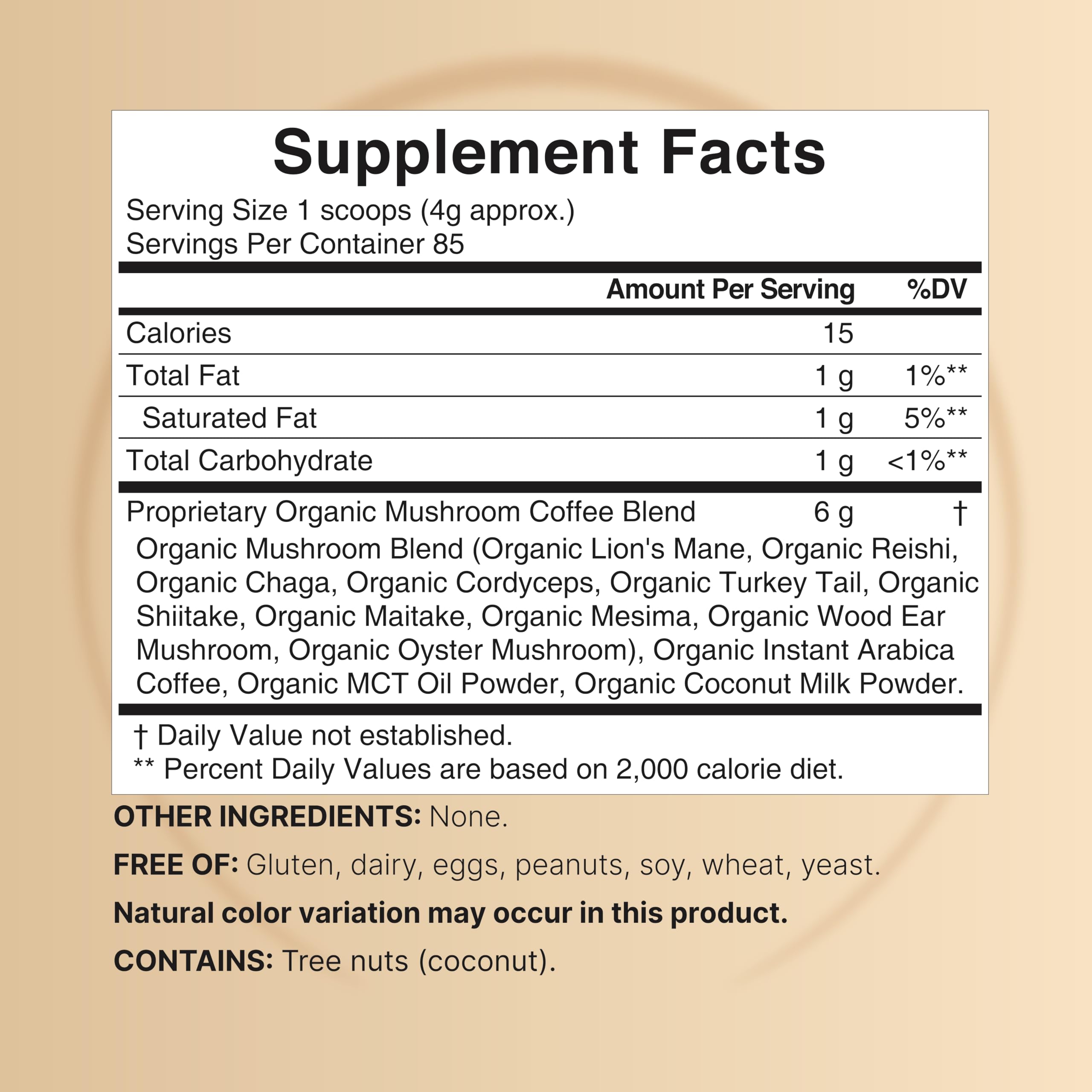 Foto 3 pulgar | Hongo Orgánico Coffee Naturebell Con Aceite Mct, 355 Ml, 85 Porciones - Venta Internacional.