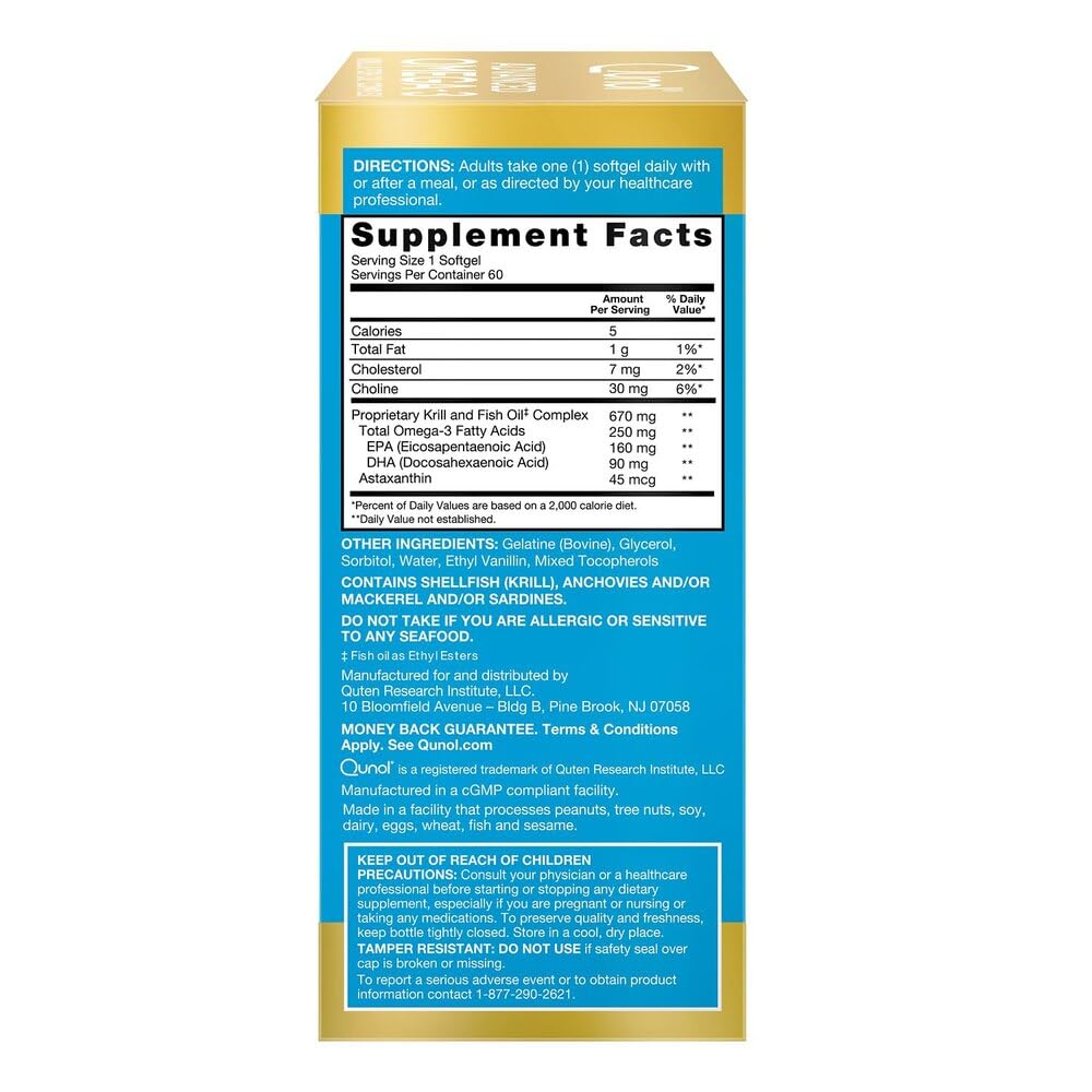 Foto 7 pulgar | Suplemento Qunol Advanced Omega 3 De Aceite De Krill Y Pescado, 60 Unidades - Venta Internacional.