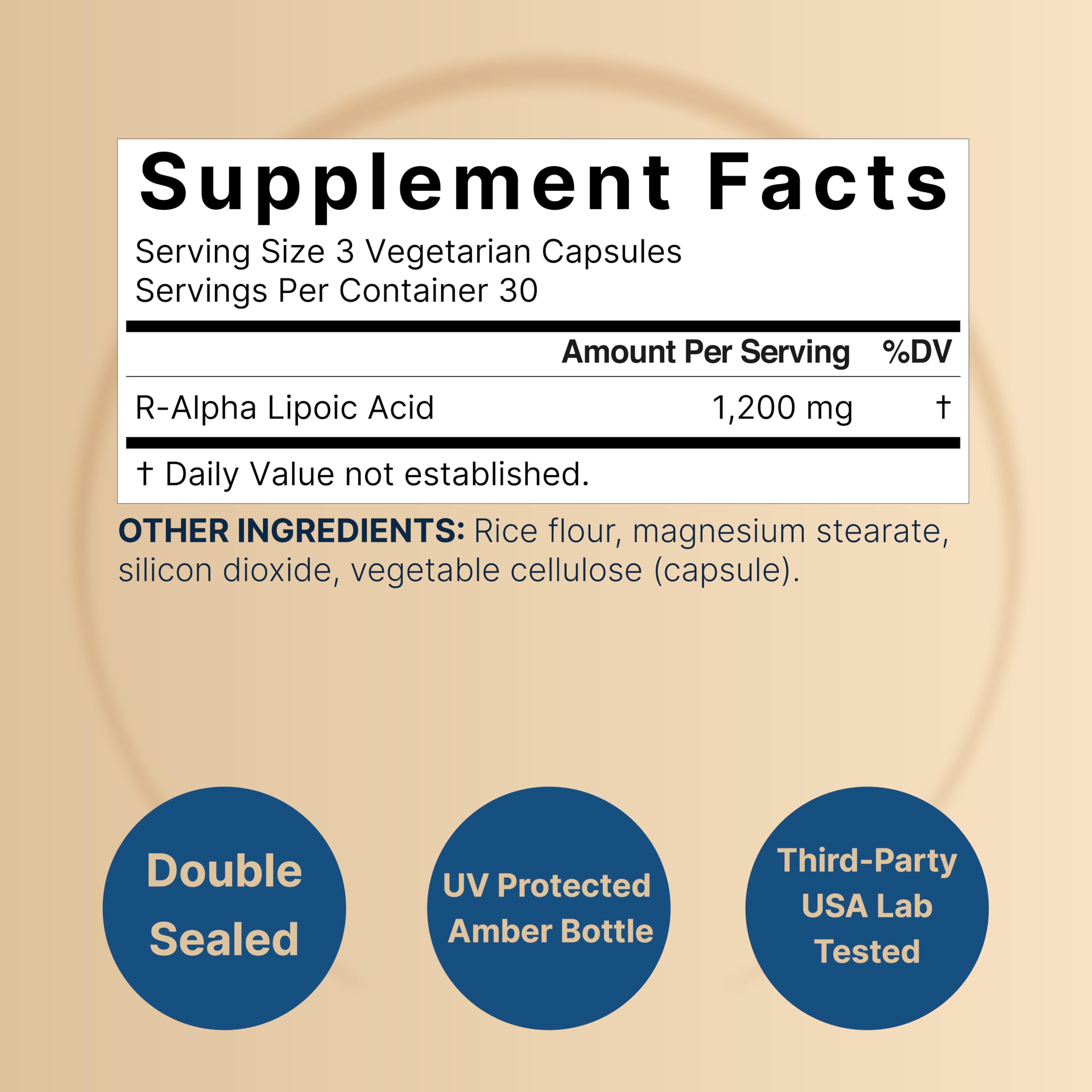 Foto 3 pulgar | Suplemento Naturebell R De Ácido Alfa Lipoico 1200 Mg 90 Cápsulas - Venta Internacional.