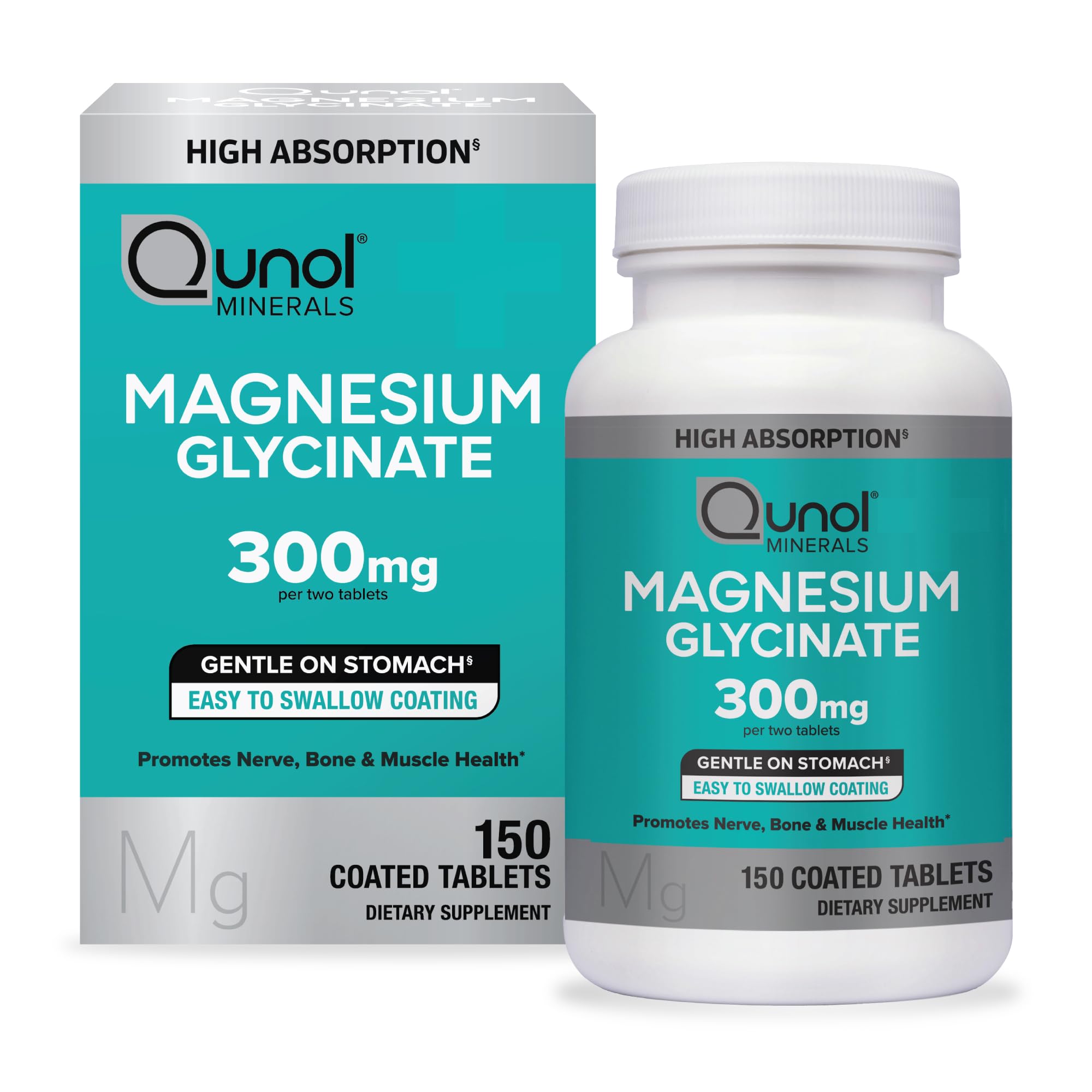 Foto 2 pulgar | Suplemento De Glicinato De Magnesio Qunol 300 Mg 150 Tabletas - Venta Internacional.