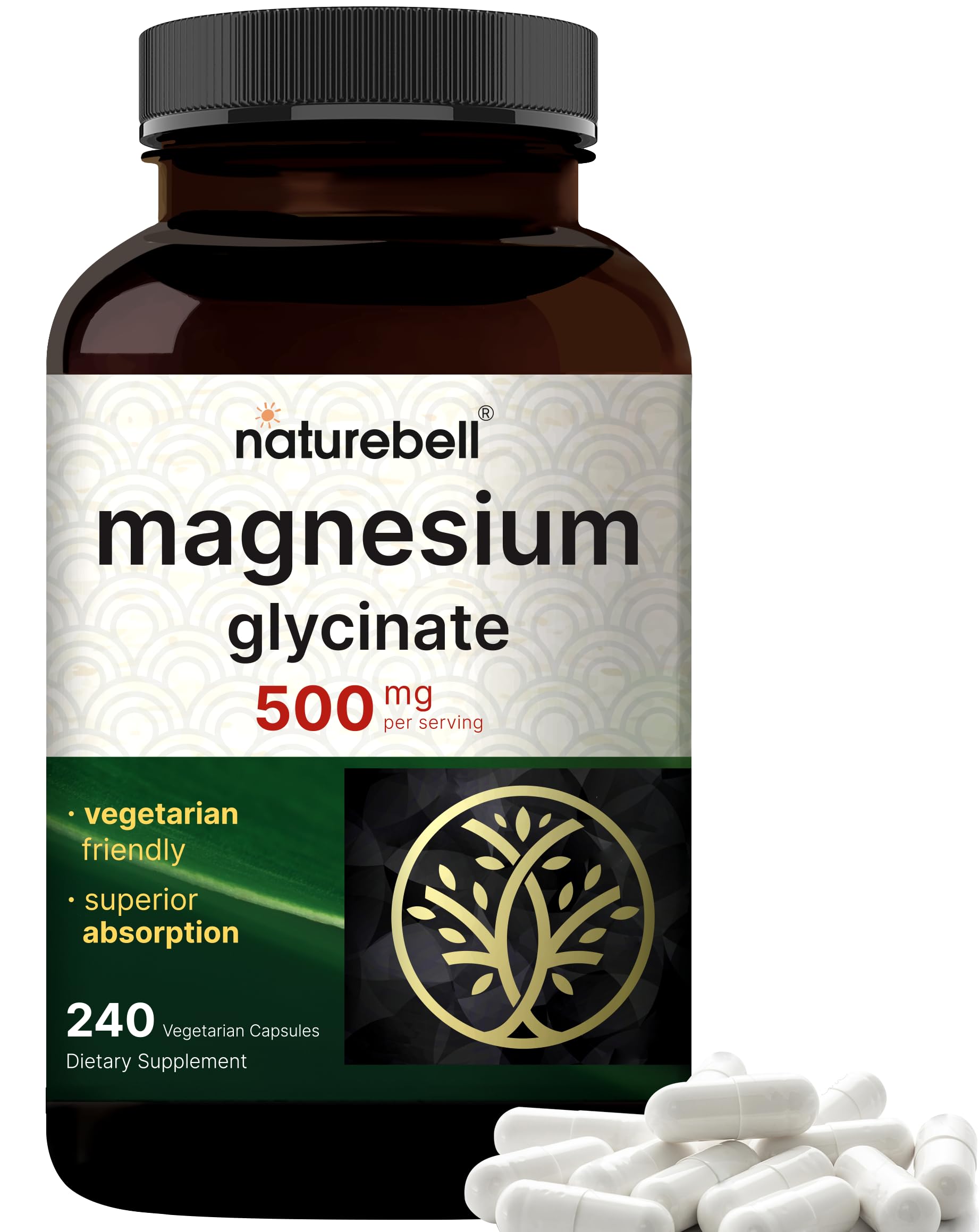 Foto 2 pulgar | Suplemento De Glicinato De Magnesio Naturebell 500 Mg 240 Cápsulas - Venta Internacional.