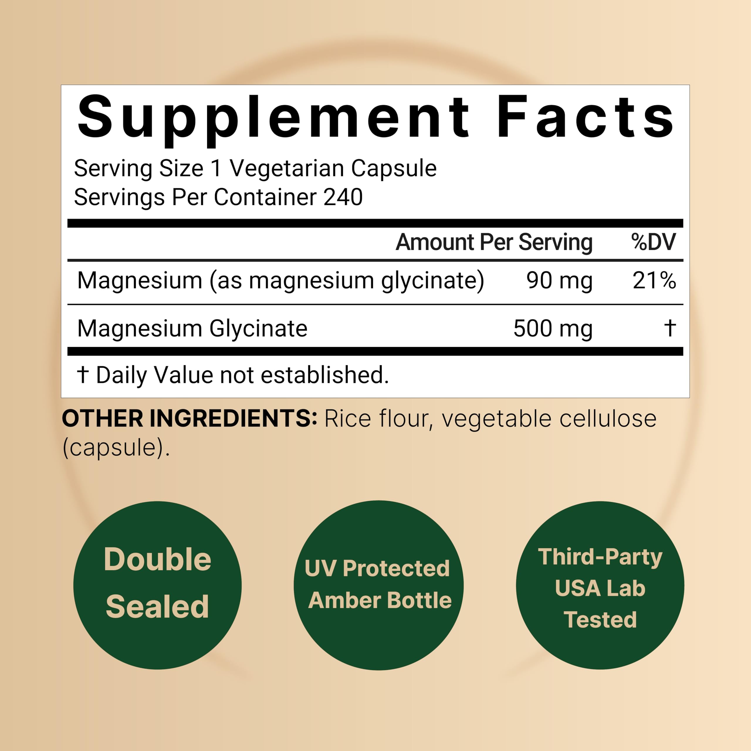 Foto 3 pulgar | Suplemento De Glicinato De Magnesio Naturebell 500 Mg 240 Cápsulas - Venta Internacional.