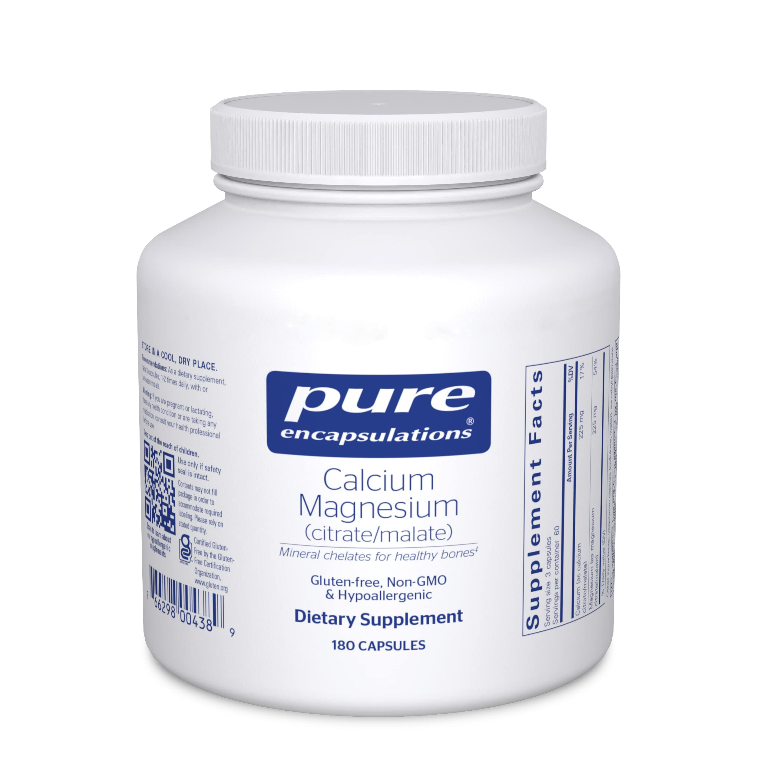 Foto 1 | Suplemento: Pure Encapsulations, Calcio Y Magnesio, 180 Cápsulas - Venta Internacional.