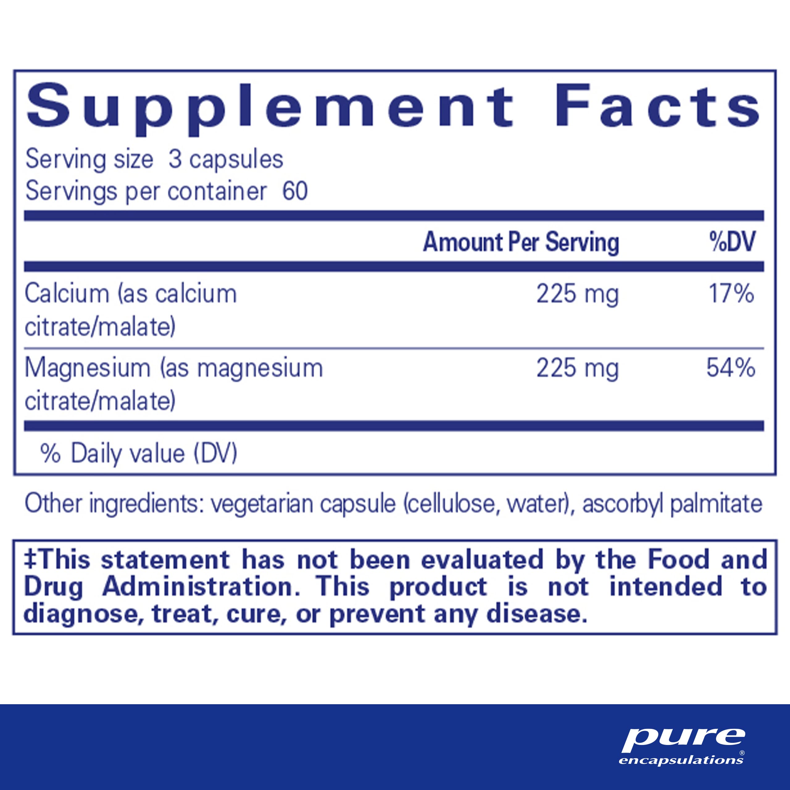 Foto 2 | Suplemento: Pure Encapsulations, Calcio Y Magnesio, 180 Cápsulas - Venta Internacional.