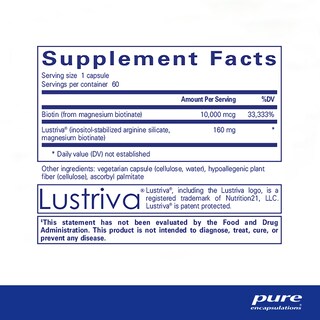 Foto 2 | Suplemento Pure Encapsulations, Complejo De Biotina Para Cabello Y Piel, 60 Cápsulas - Venta Internacional.