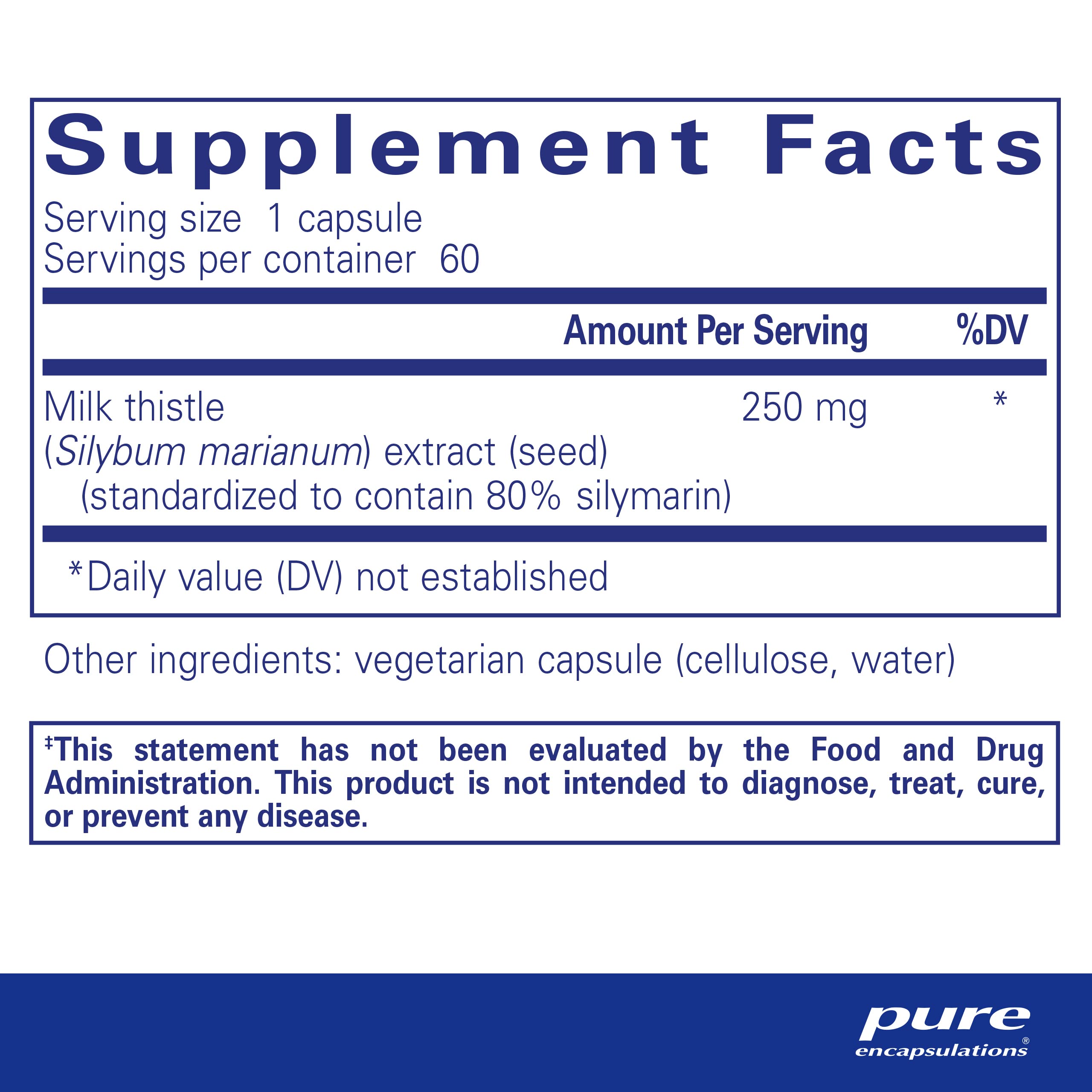 Foto 3 pulgar | Supplement Pure Encapsulations Silymarin 250 Mg De Cardo Mariano - Venta Internacional.