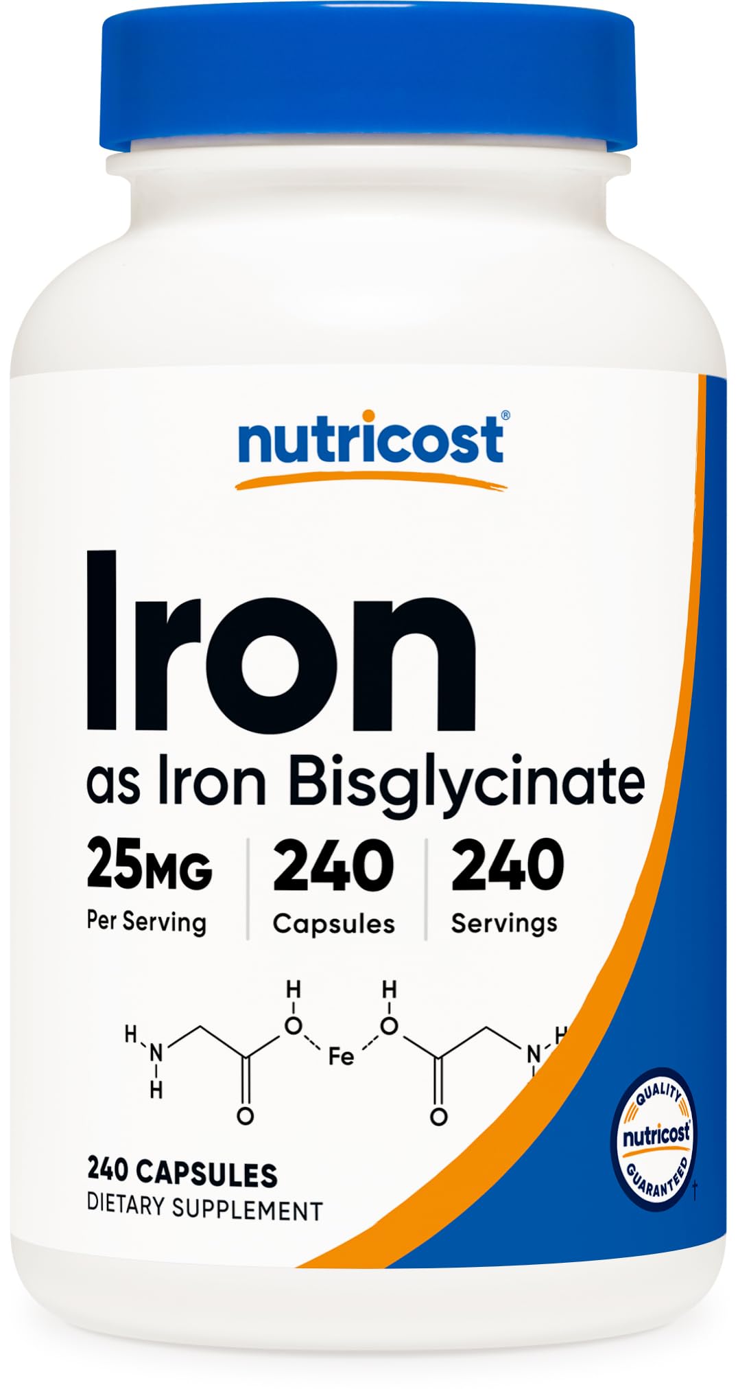 Foto 2 pulgar | Suplemento De Hierro Nutricost Bisglicinato De Hierro 25 Mg 240 Cápsulas - Venta Internacional.