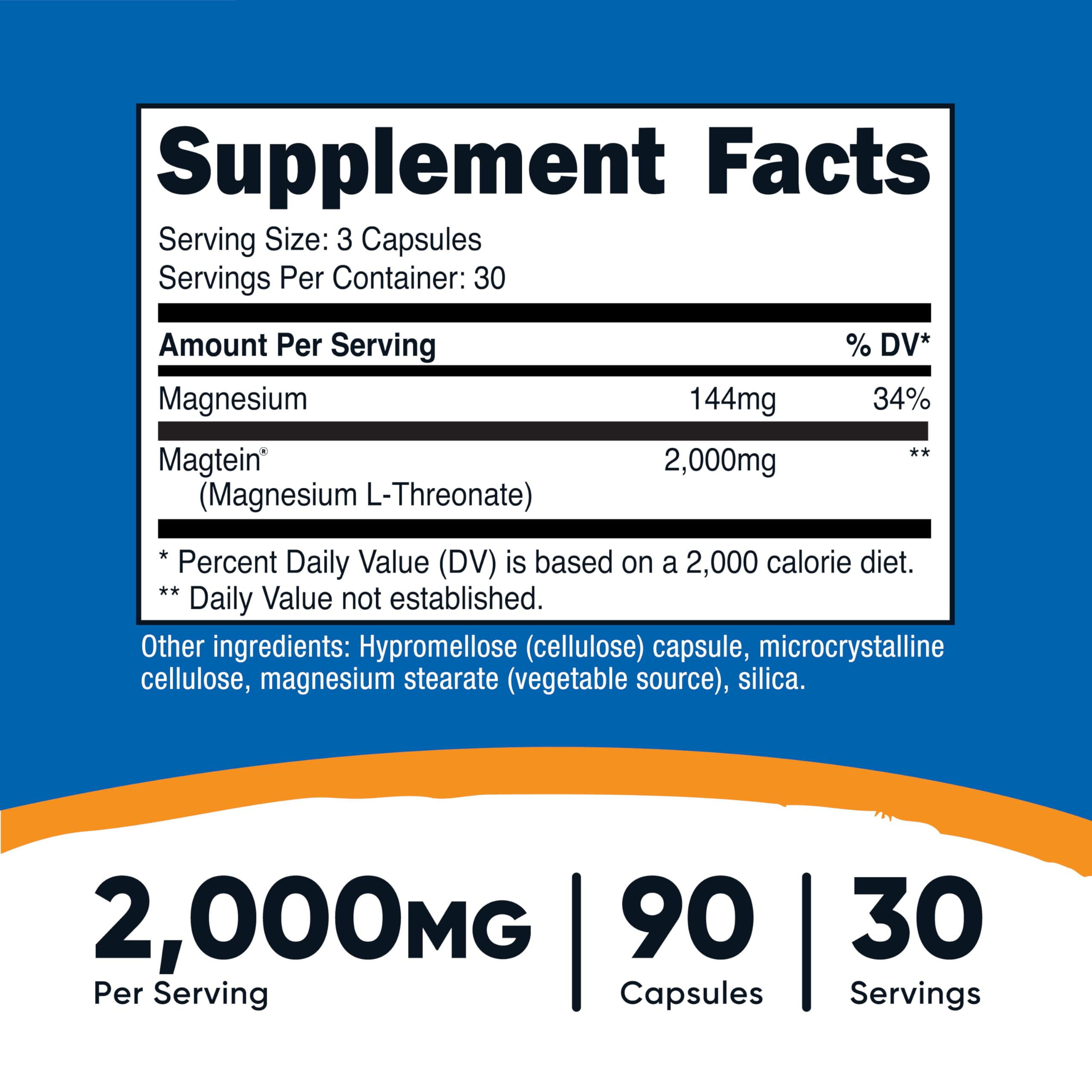 Foto 3 pulgar | Suplemento Nutricost Magtein Magnesio L-treonato 2000 Mg - Venta Internacional.