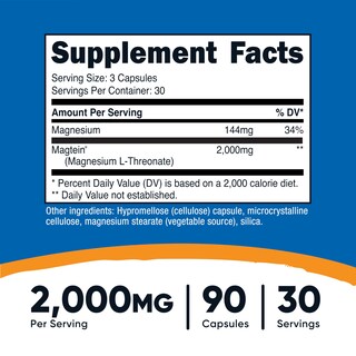 Foto 2 | Suplemento Nutricost Magtein Magnesio L-treonato 2000 Mg - Venta Internacional.