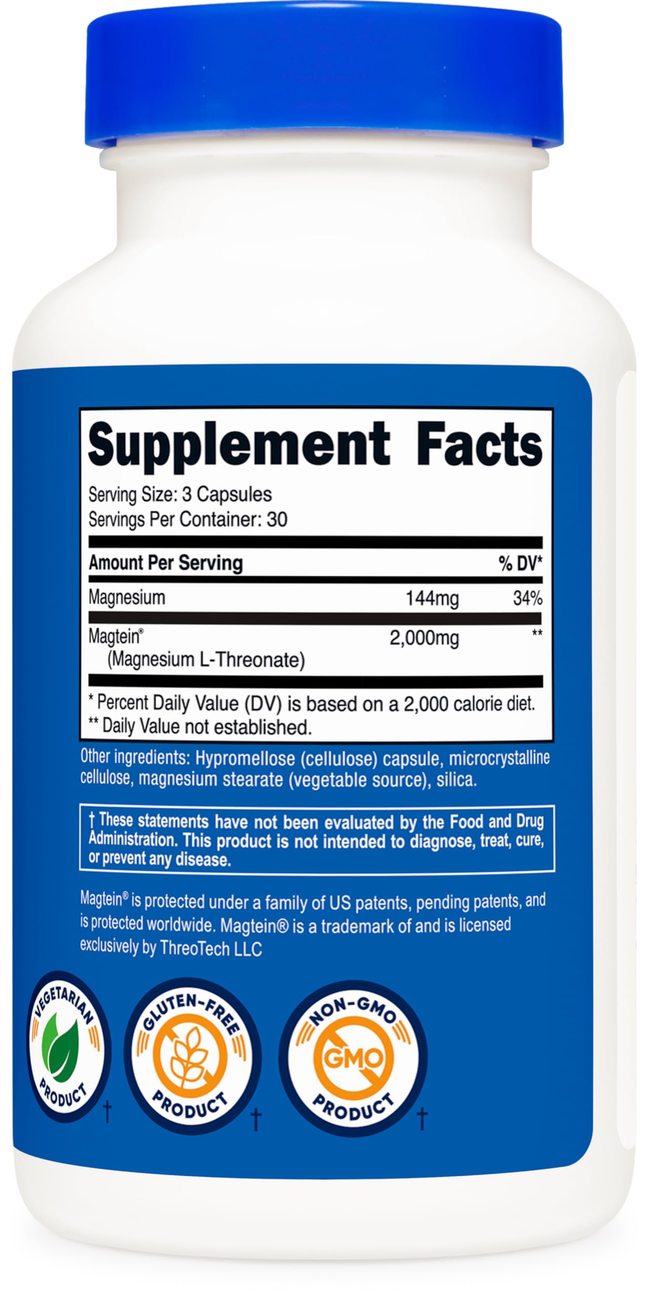 Foto 6 pulgar | Suplemento Nutricost Magtein Magnesio L-treonato 2000 Mg - Venta Internacional.