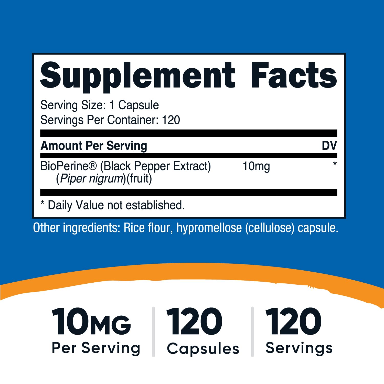 Foto 3 pulgar | Suplemento Nutricost Bioperine Black Pepper Extract 10 Mg - Venta Internacional.